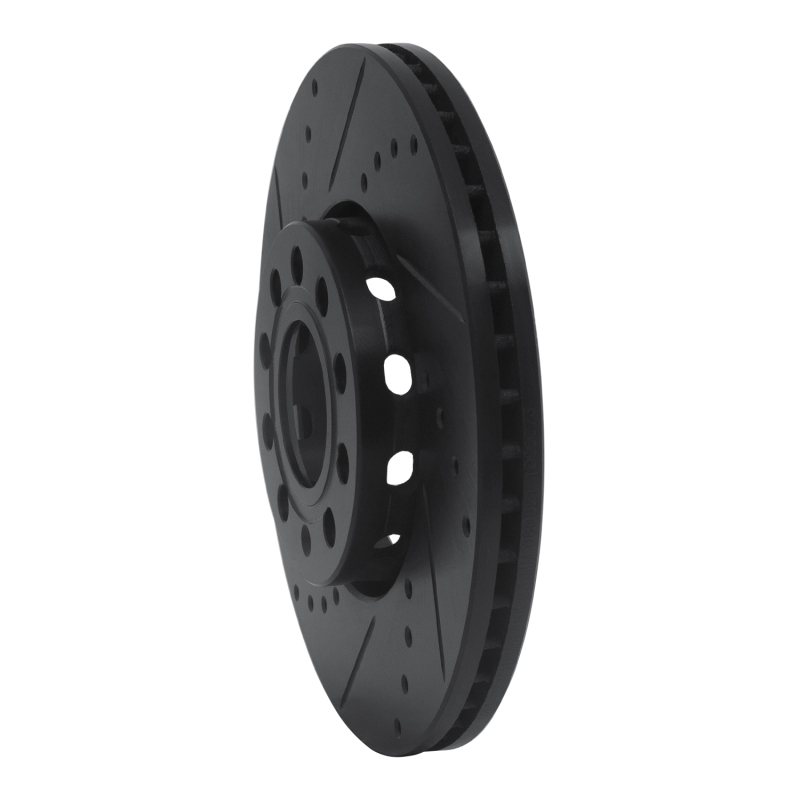 Audi A4 Brake Rotor (1) - Front Left - R1 Concepts - Drilled & Slotted - Black - `92-`08